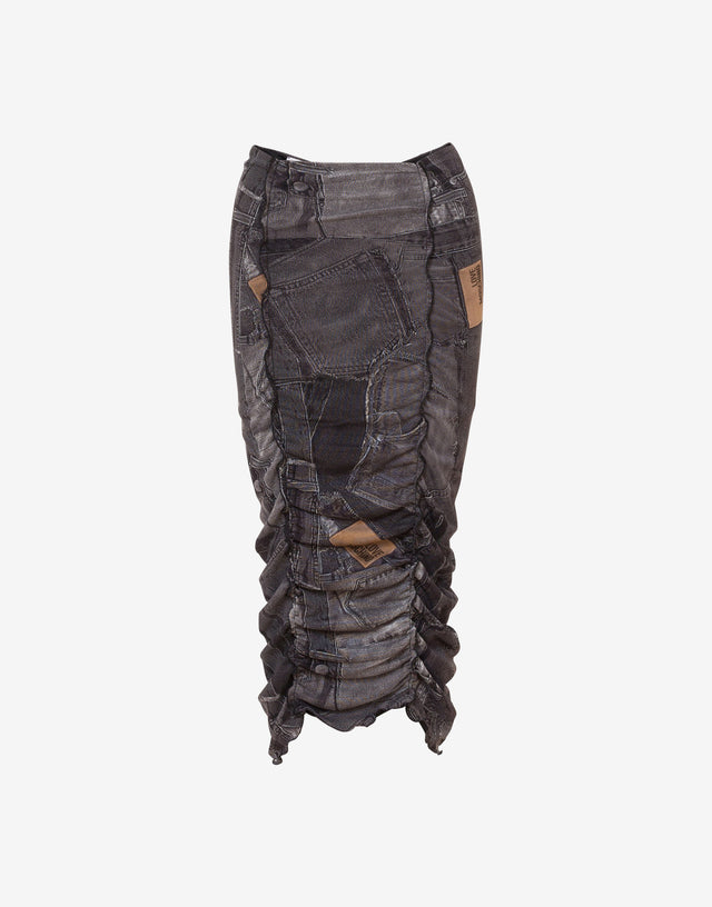 Printed mesh skirt Black Love Moschino 0