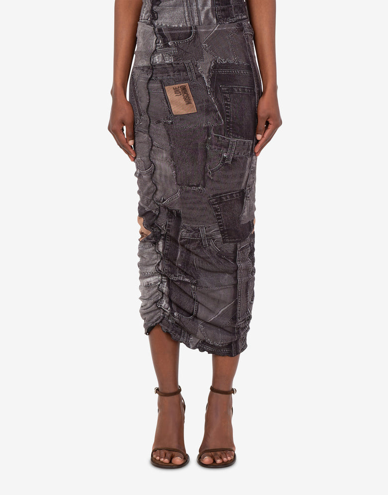 Printed mesh skirt Black Love Moschino 2