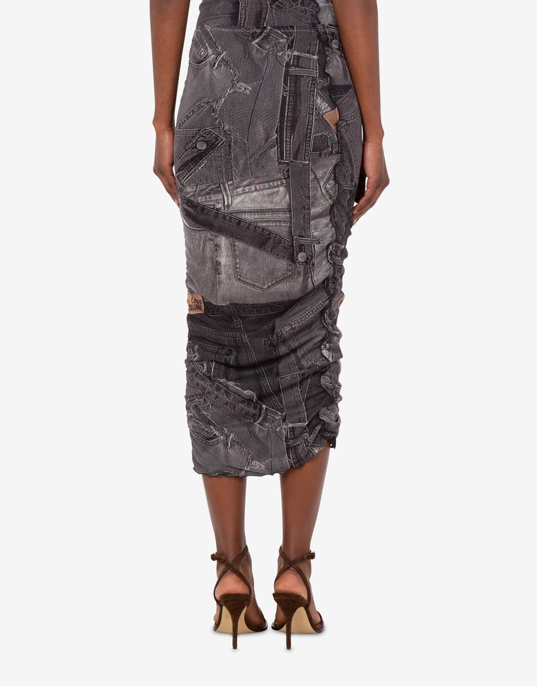 Printed mesh skirt Black Love Moschino 3