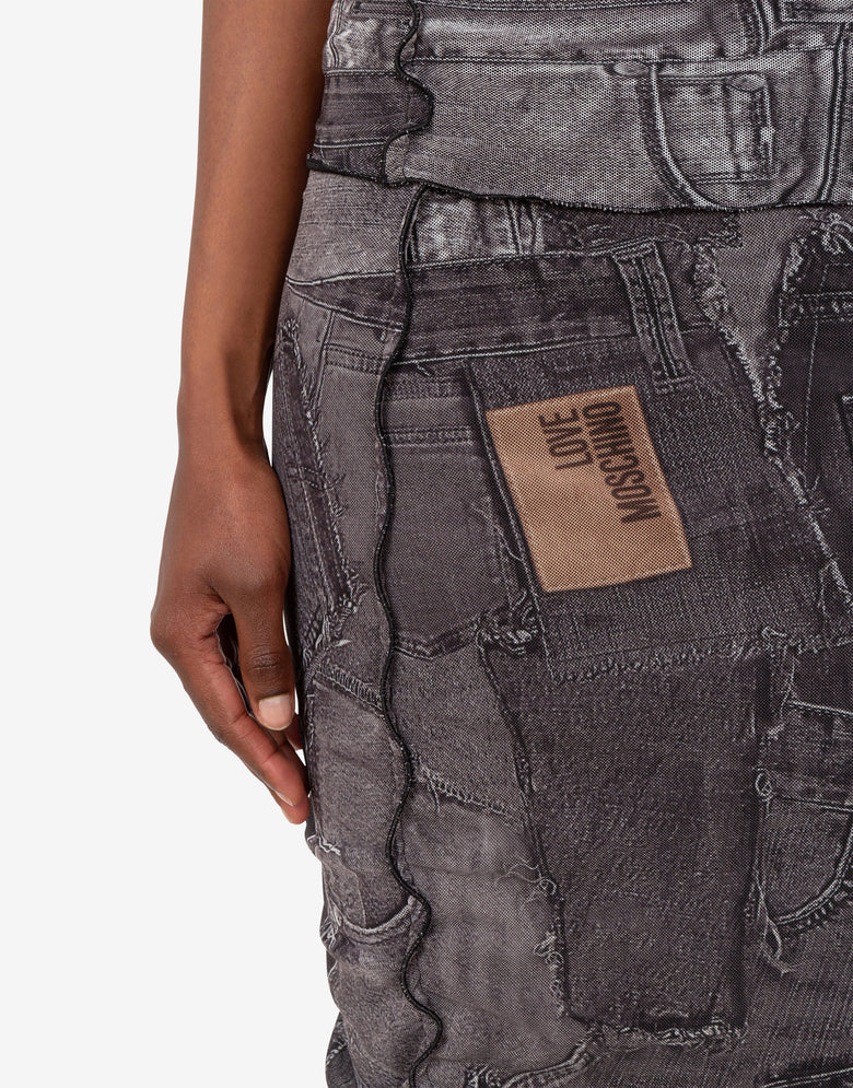 Printed mesh skirt Black Love Moschino 4