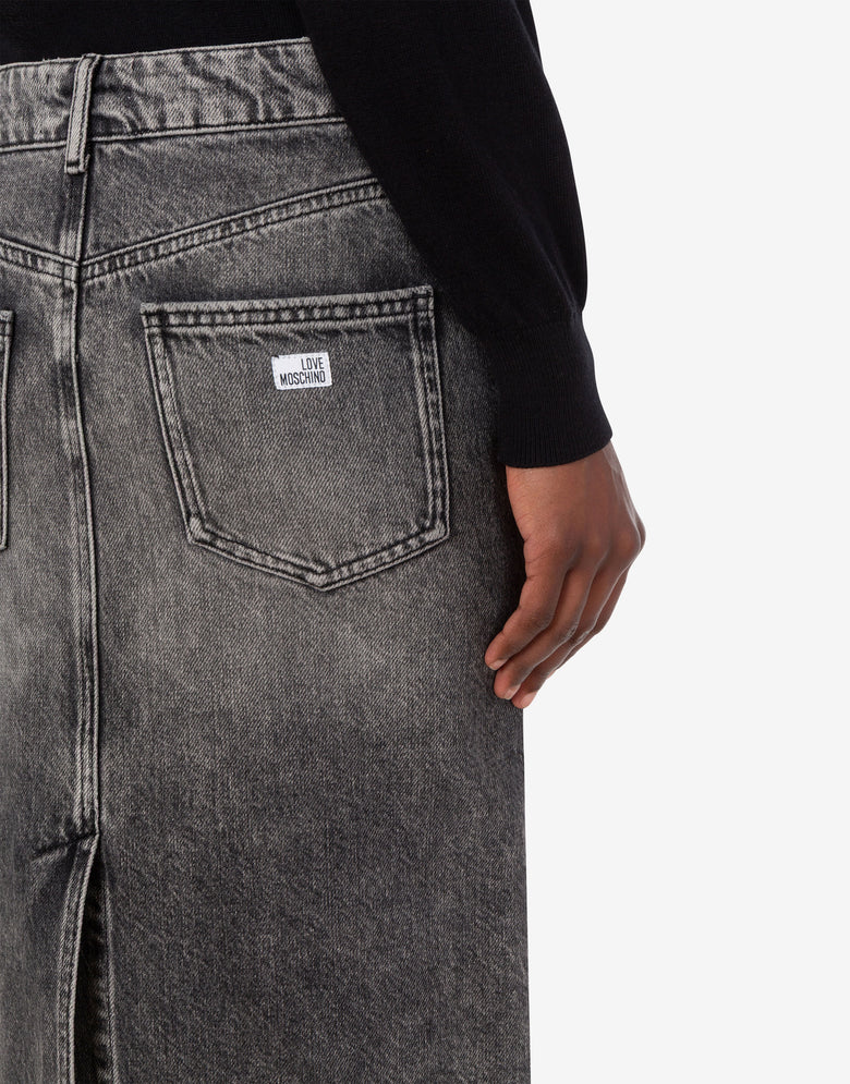 Midi-Rock aus Denim Grau Love Moschino 4
