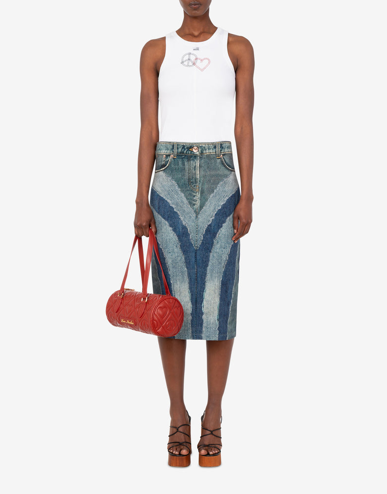 Jupe en jersey de coton extensible imprimé Bleu Love Moschino 1