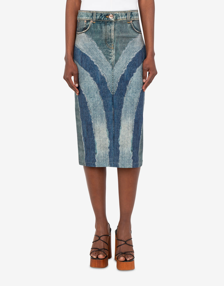 Jupe en jersey de coton extensible imprimé Bleu Love Moschino 2