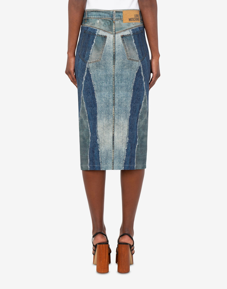 Jupe en jersey de coton extensible imprimé Bleu Love Moschino 3