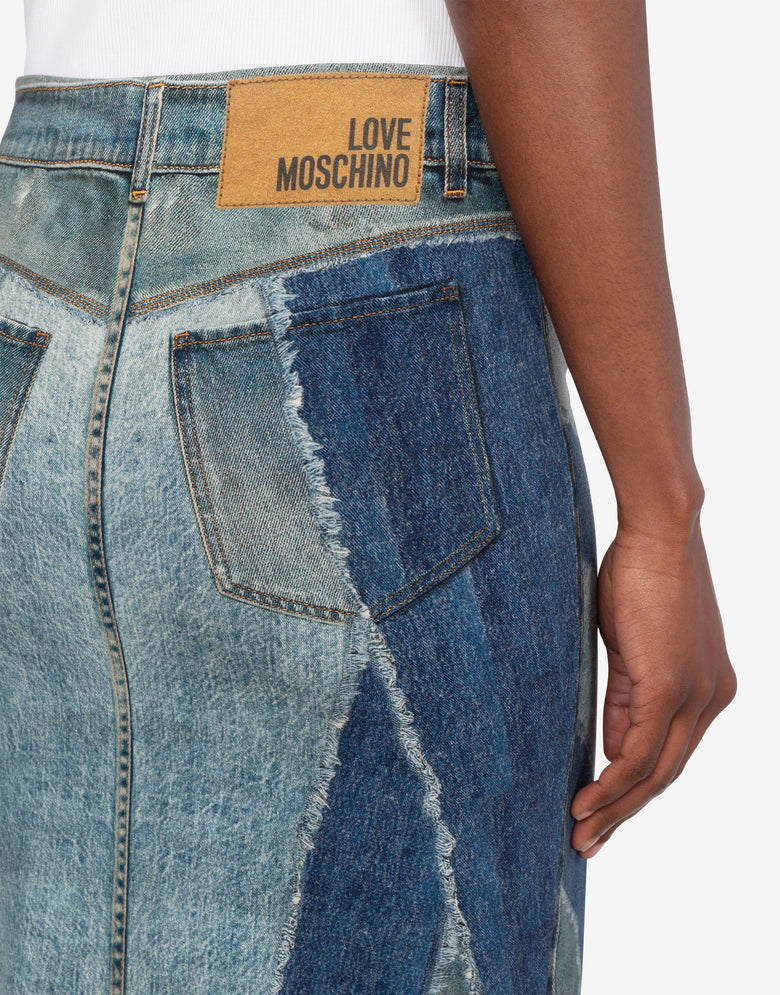 Jupe en jersey de coton extensible imprimé Bleu Love Moschino 4