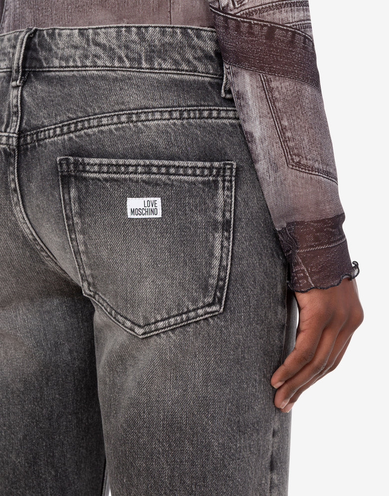 Pantalone in denim Grigio Love Moschino 4