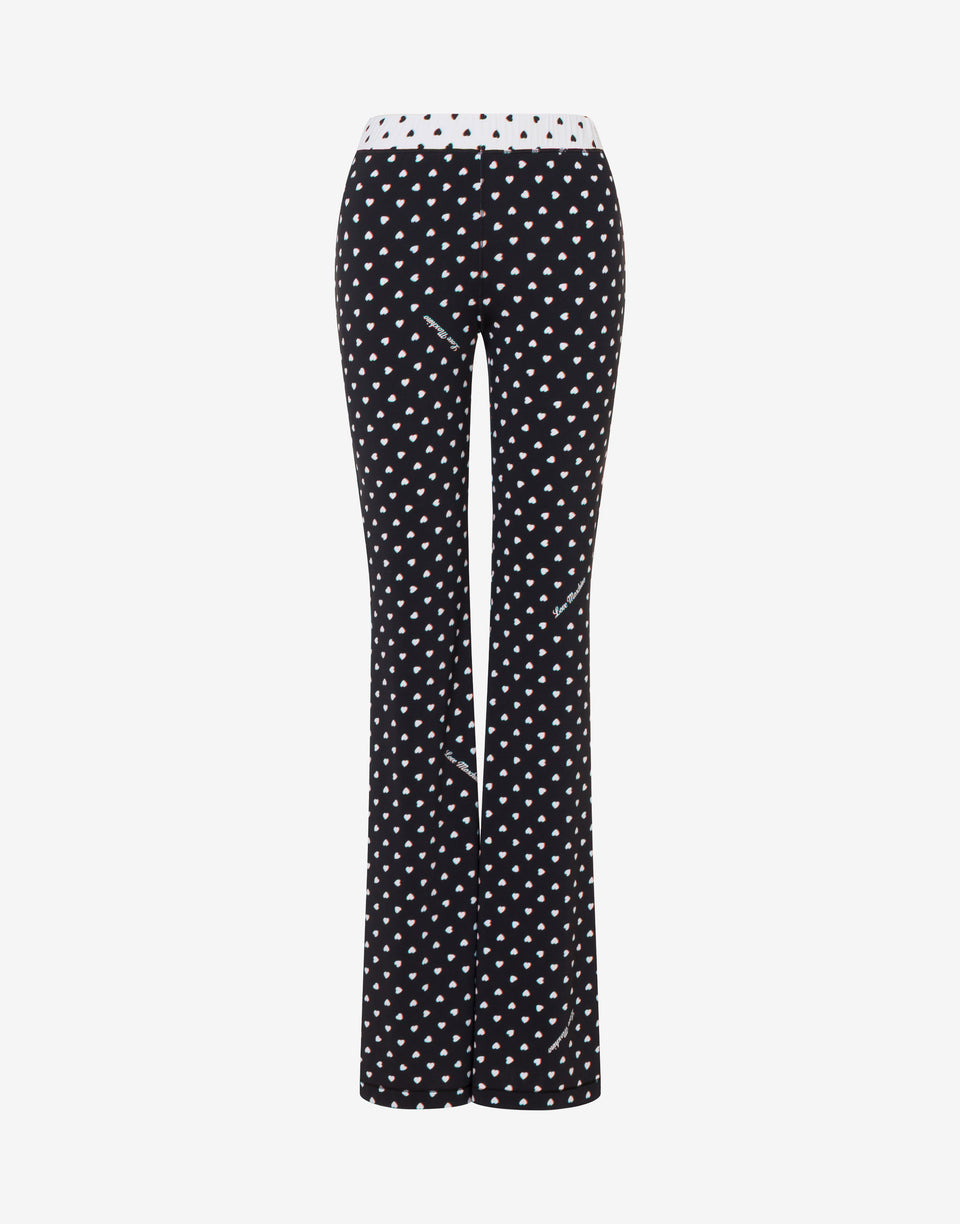 Hose aus bedrucktem Funktionsjersey Schwarz Love Moschino 0