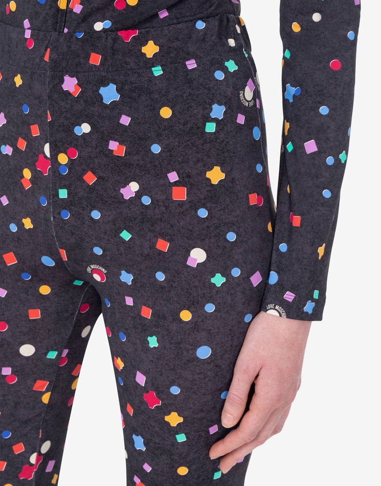 Pantalon en jersey technique imprimé Noir Love Moschino 4