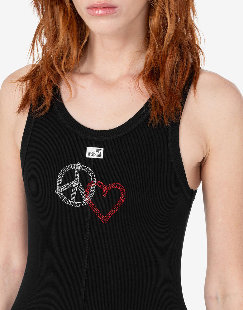 Robe en coton extensible brodée Noir Love Moschino 4