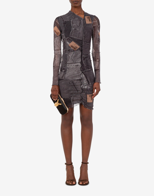 Printed mesh dress Black Love Moschino 1