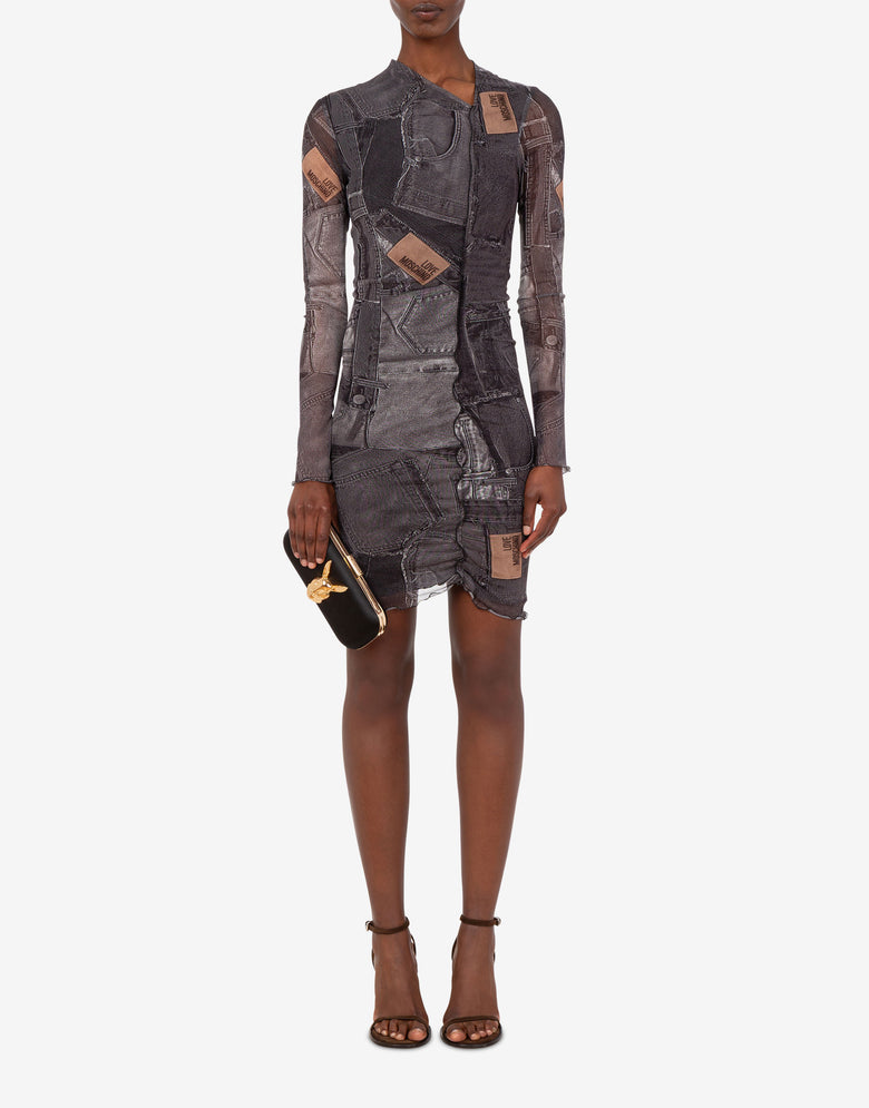 Printed mesh dress Black Love Moschino 1