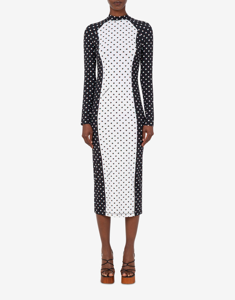 Kleid aus bedrucktem Funktionsjersey Weiß Love Moschino 1