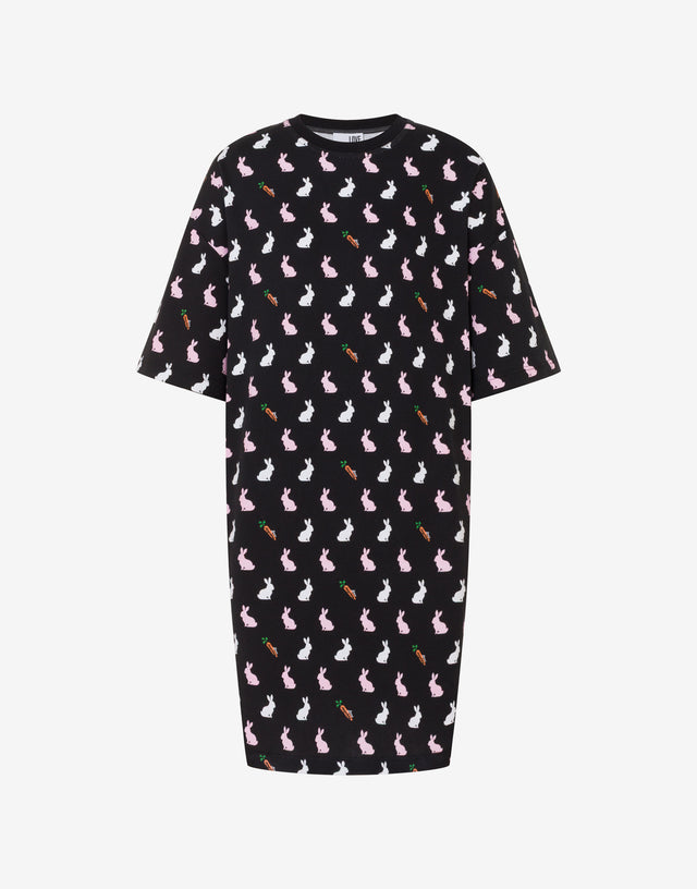 Vestido de algodón grueso estampado Negro Love Moschino 0