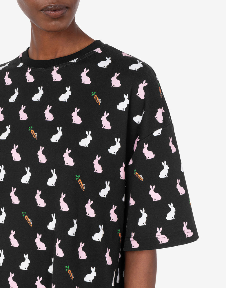 Kleid aus schwerer, bedruckter Baumwolle Schwarz Love Moschino 3