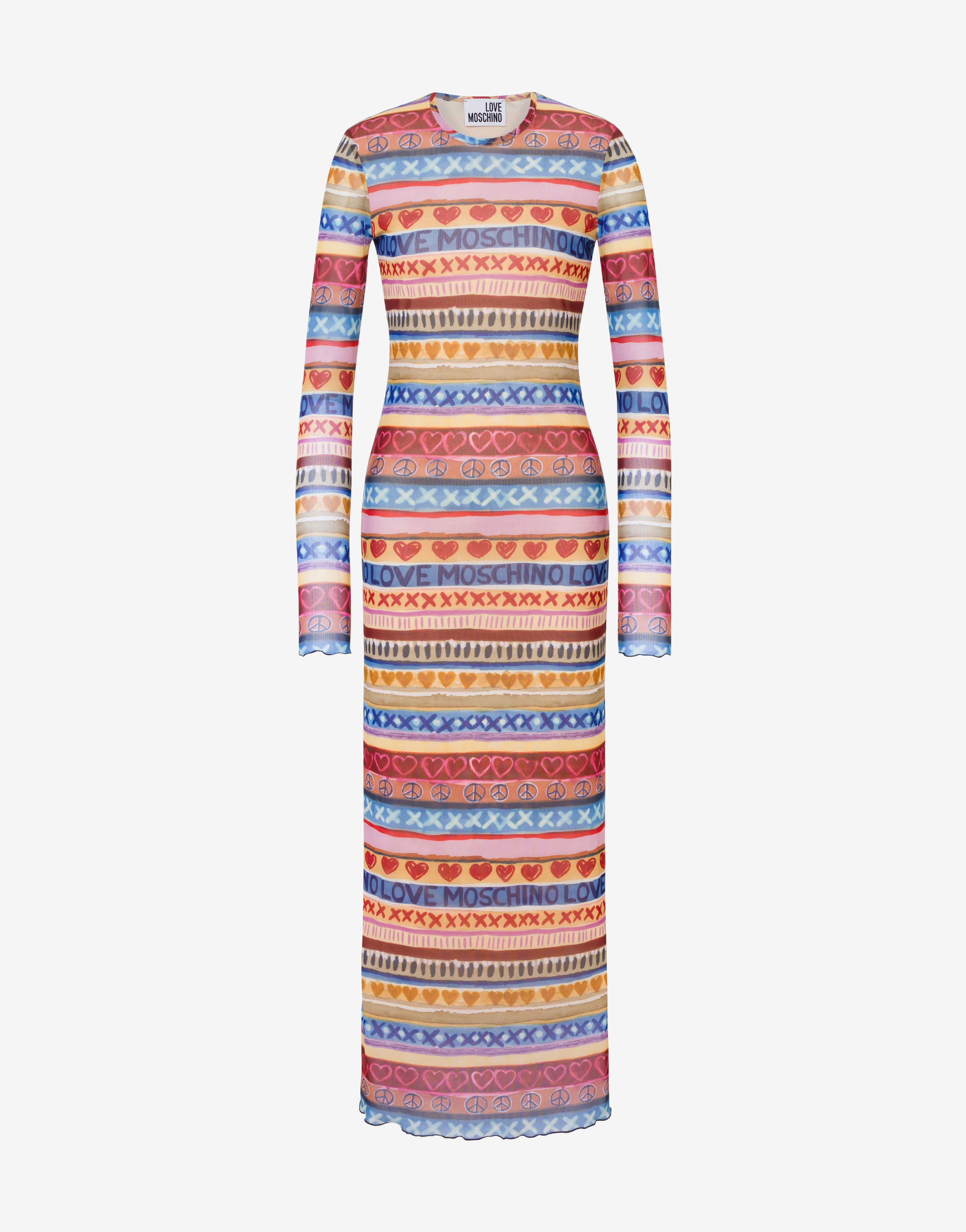 Printed mesh dress