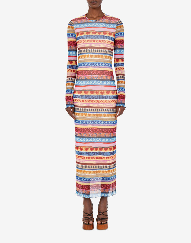 Printed mesh dress Multicoloured Love Moschino 1
