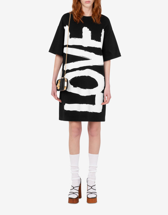 Abito in jersey di cotone stampato Nero Love Moschino 1