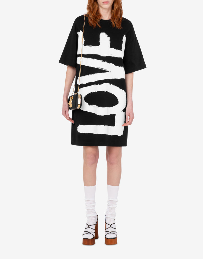 Abito in jersey di cotone stampato Nero Love Moschino 1