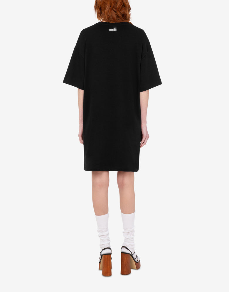 Abito in jersey di cotone stampato Nero Love Moschino 2