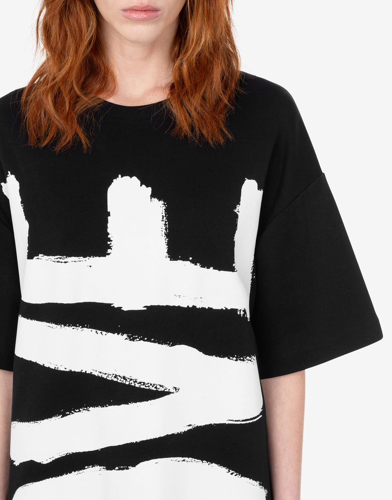Abito in jersey di cotone stampato Nero Love Moschino 3