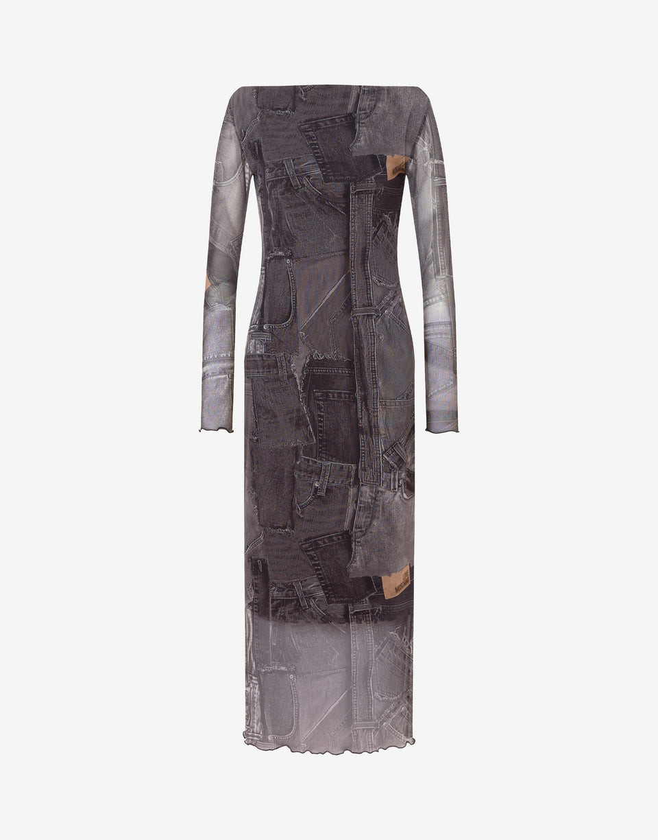 Printed mesh dress Black Love Moschino 0