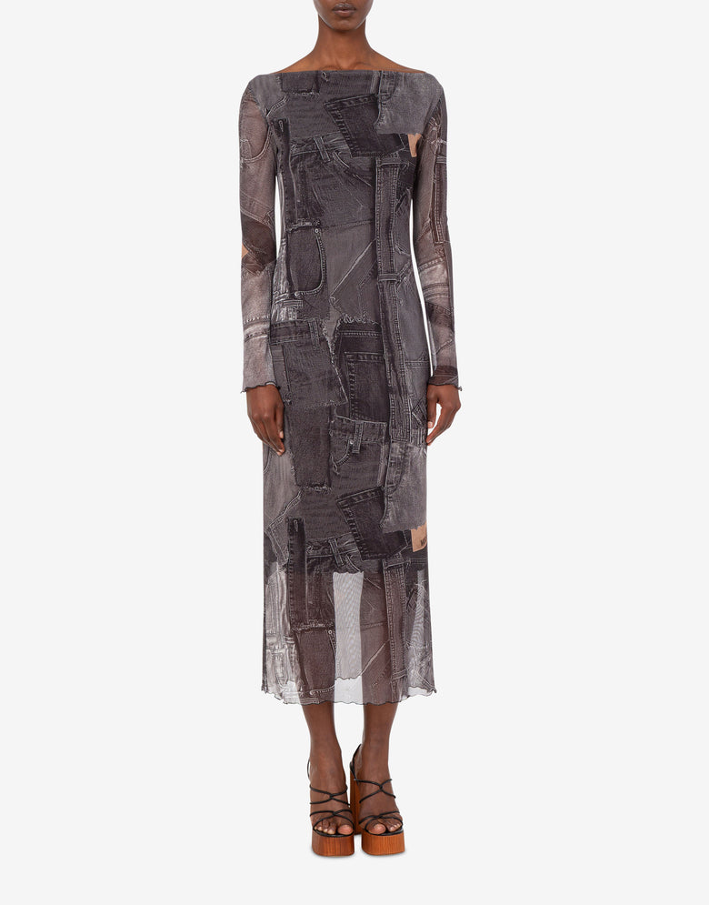 Printed mesh dress Black Love Moschino 1