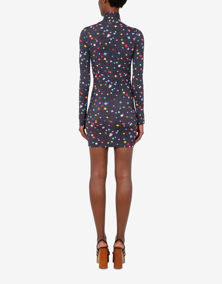 Robe courte en jersey technique imprimé Noir Love Moschino 2