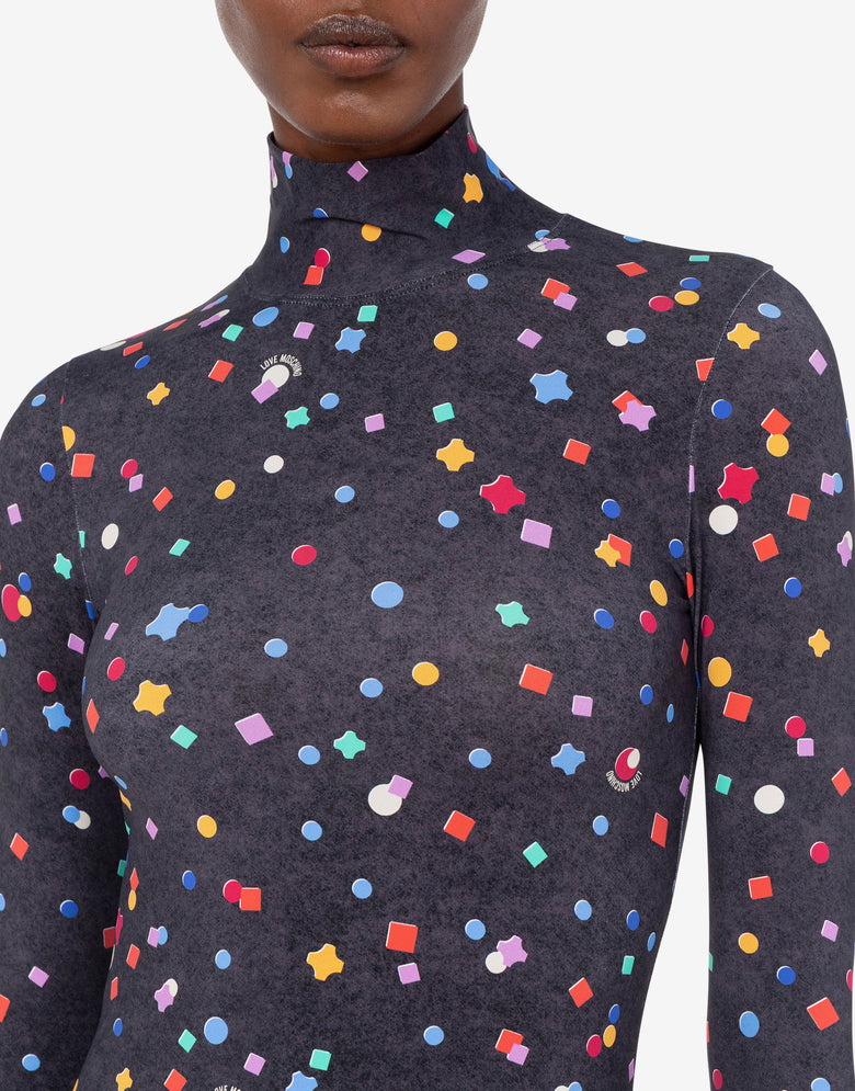 Robe courte en jersey technique imprimé Noir Love Moschino 3