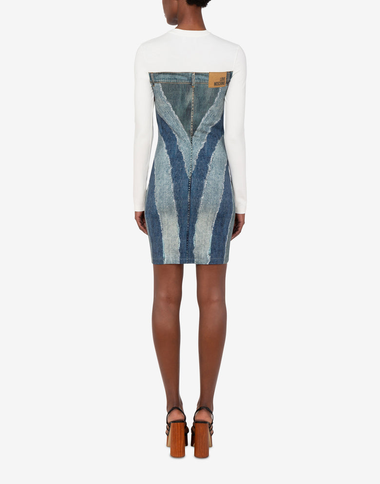 Robe en jersey de coton extensible imprimé Bleu Love Moschino 2