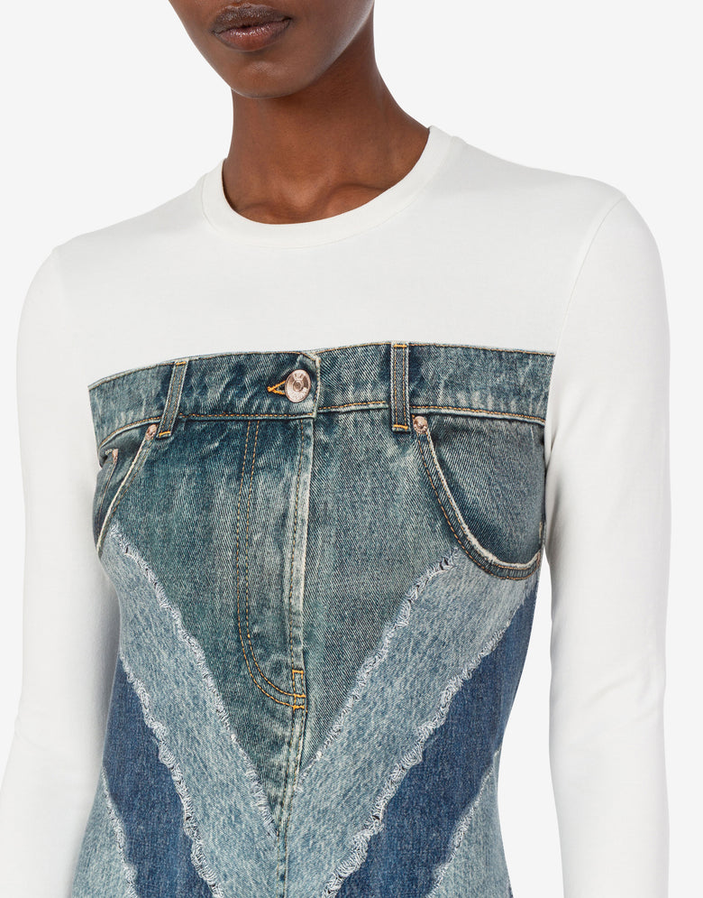 Robe en jersey de coton extensible imprimé Bleu Love Moschino 3