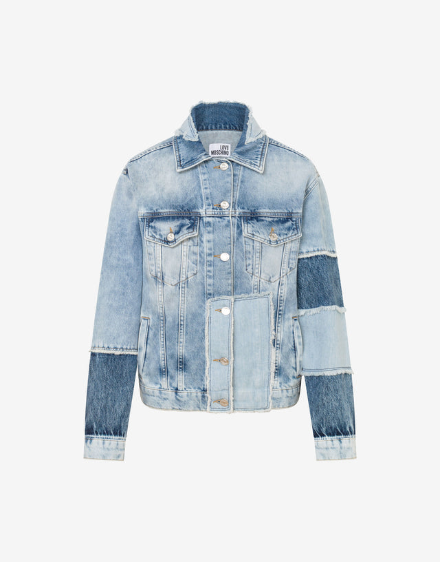 Giacca in denim patchwork Azzurro Love Moschino 0