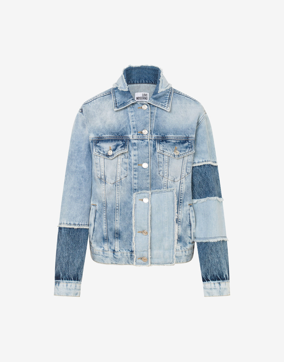 Giacca in denim patchwork Azzurro Love Moschino 0
