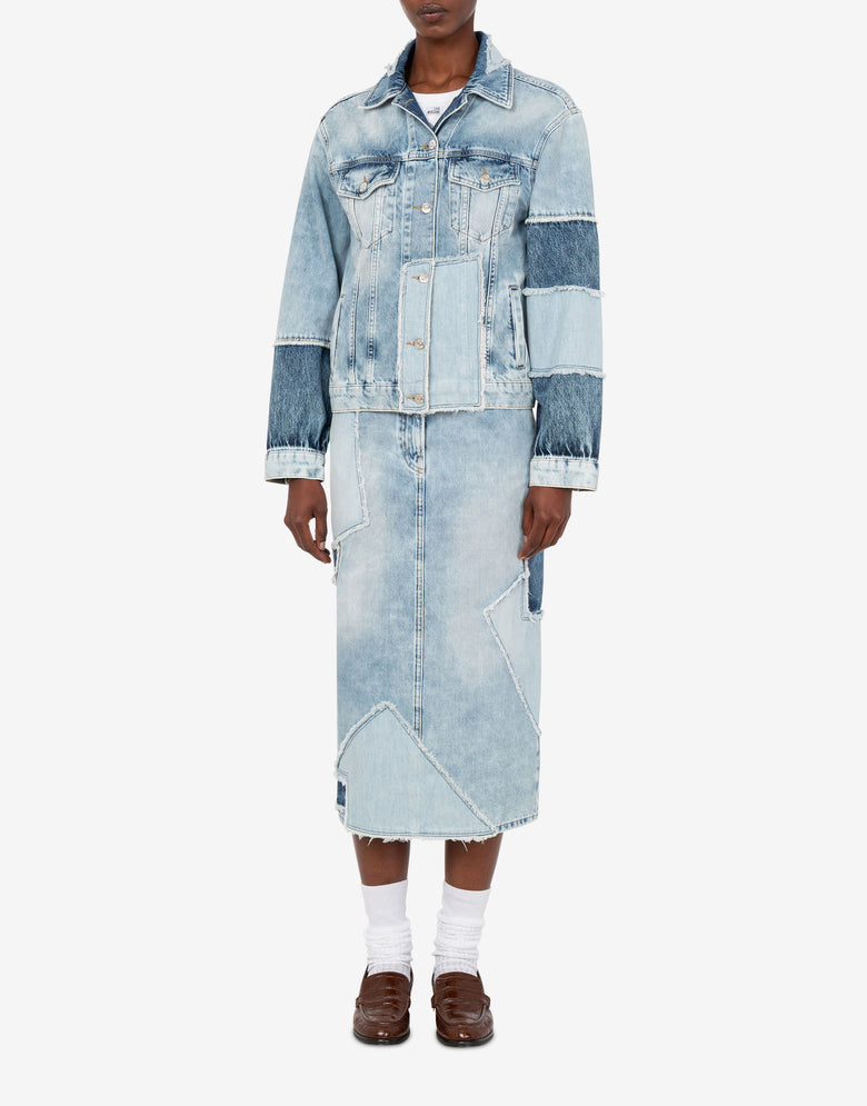 Giacca in denim patchwork Azzurro Love Moschino 2