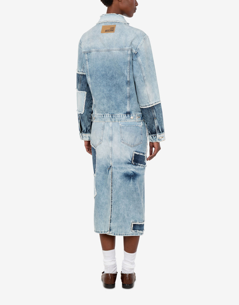 Giacca in denim patchwork Azzurro Love Moschino 3