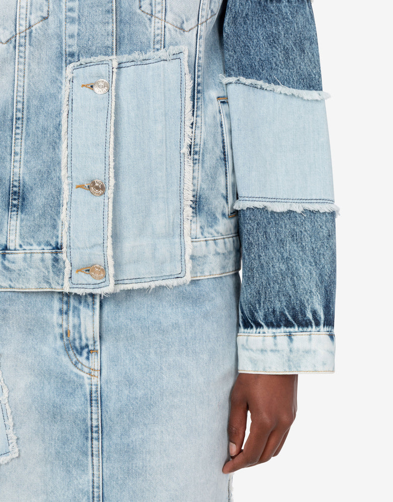 Giacca in denim patchwork Azzurro Love Moschino 4