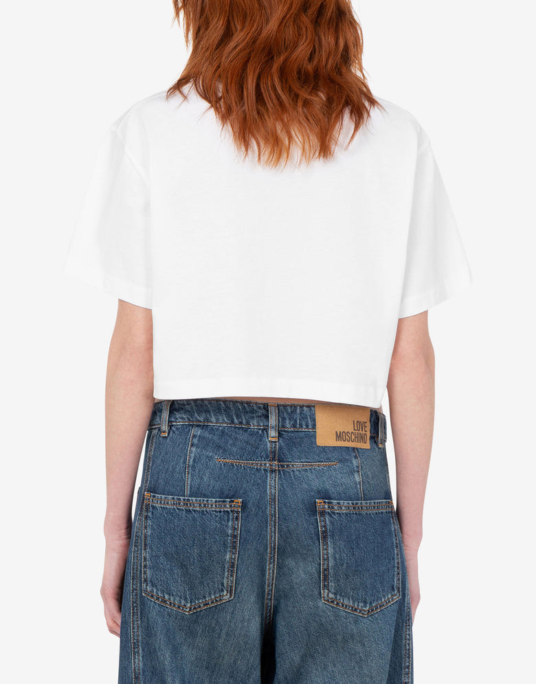 T-shirt en jersey de coton brodé Blanc Love Moschino 3