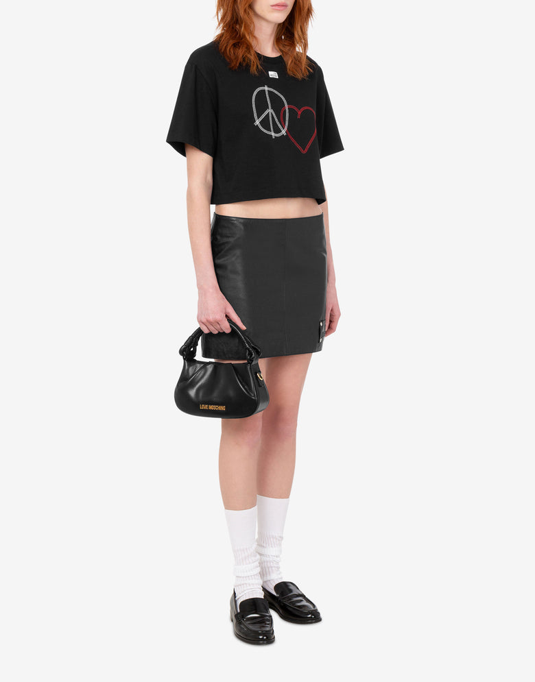 T-shirt en jersey de coton brodé Noir Love Moschino 1