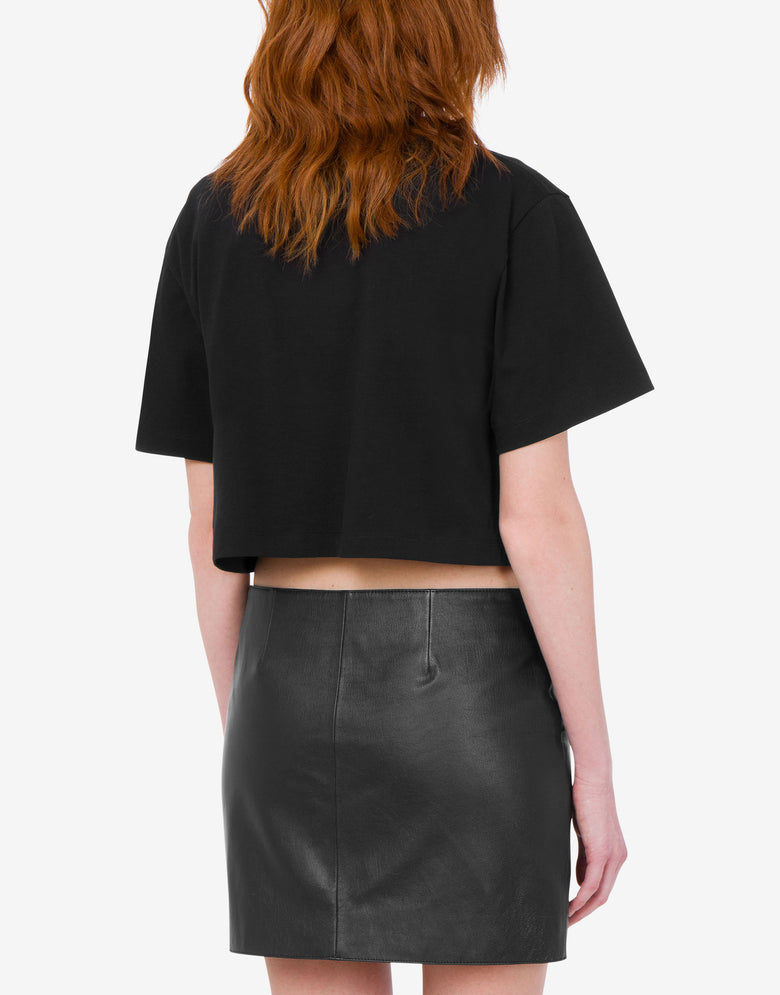 T-shirt en jersey de coton brodé Noir Love Moschino 3
