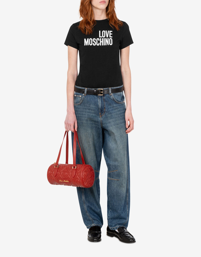 Camiseta de jersey de algodón estampada Negro Love Moschino 1