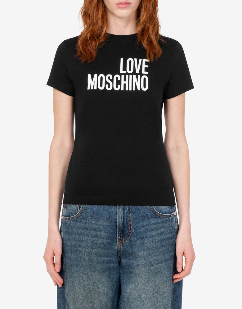 Camiseta de jersey de algodón estampada Negro Love Moschino 2
