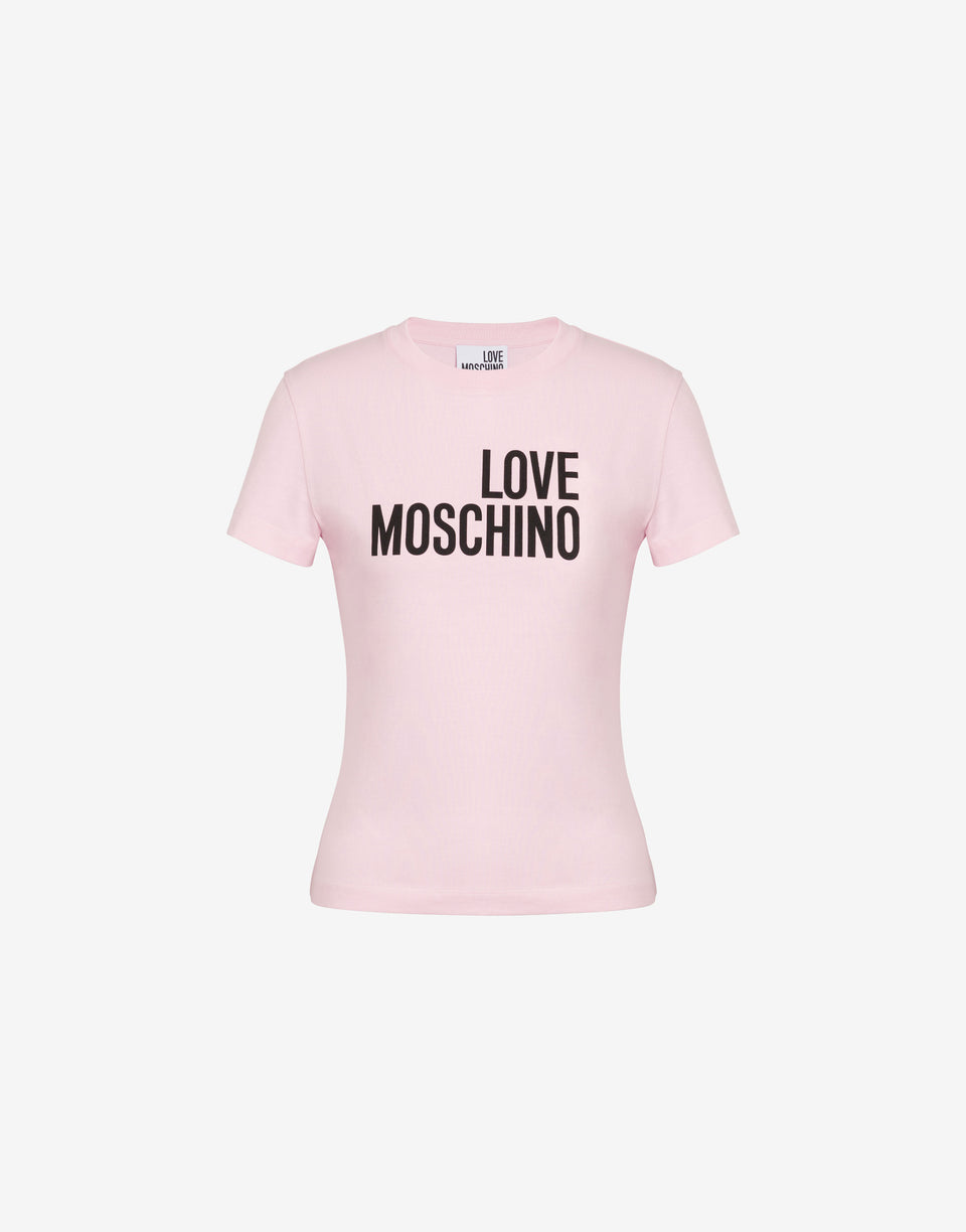 プリント入りコットンジャージーTシャツ ペールピンク Love Moschino 0