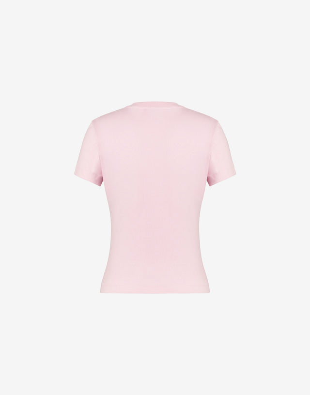 T-shirt en jersey de coton imprimé Rose clair Love Moschino 1