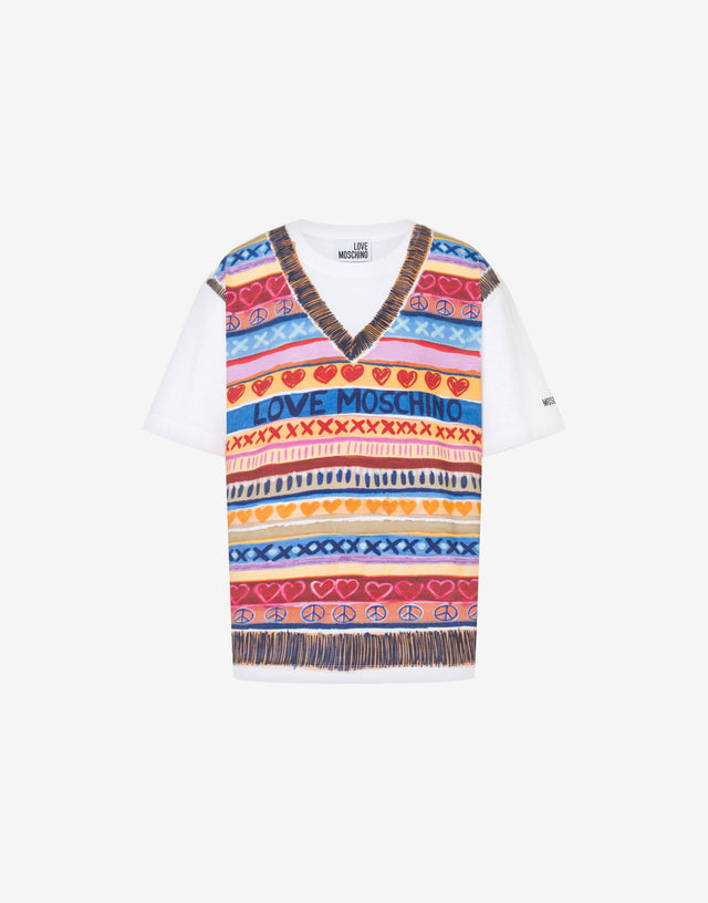 Printed cotton jersey T-shirt Multicoloured Love Moschino 0