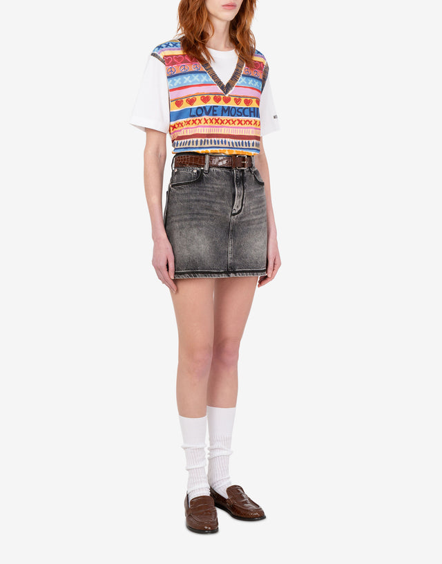 Printed cotton jersey T-shirt Multicoloured Love Moschino 1