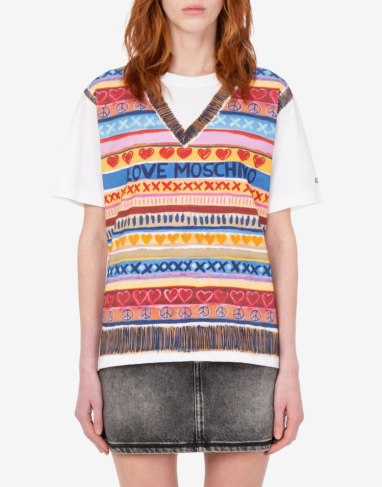 T-shirt em jersey de algodão estampada Multicolor Love Moschino 2