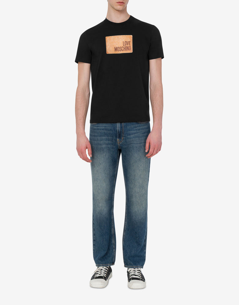 Camiseta estampada de jersey de algodón Negro Love Moschino 1