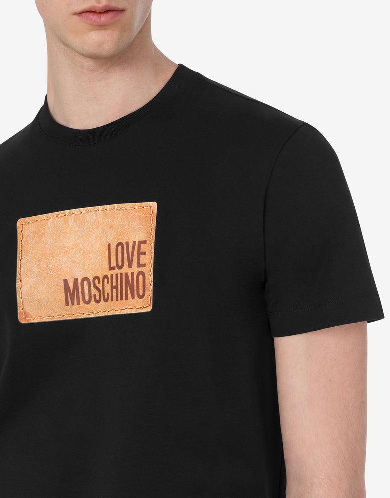 Camiseta estampada de jersey de algodón Negro Love Moschino 4