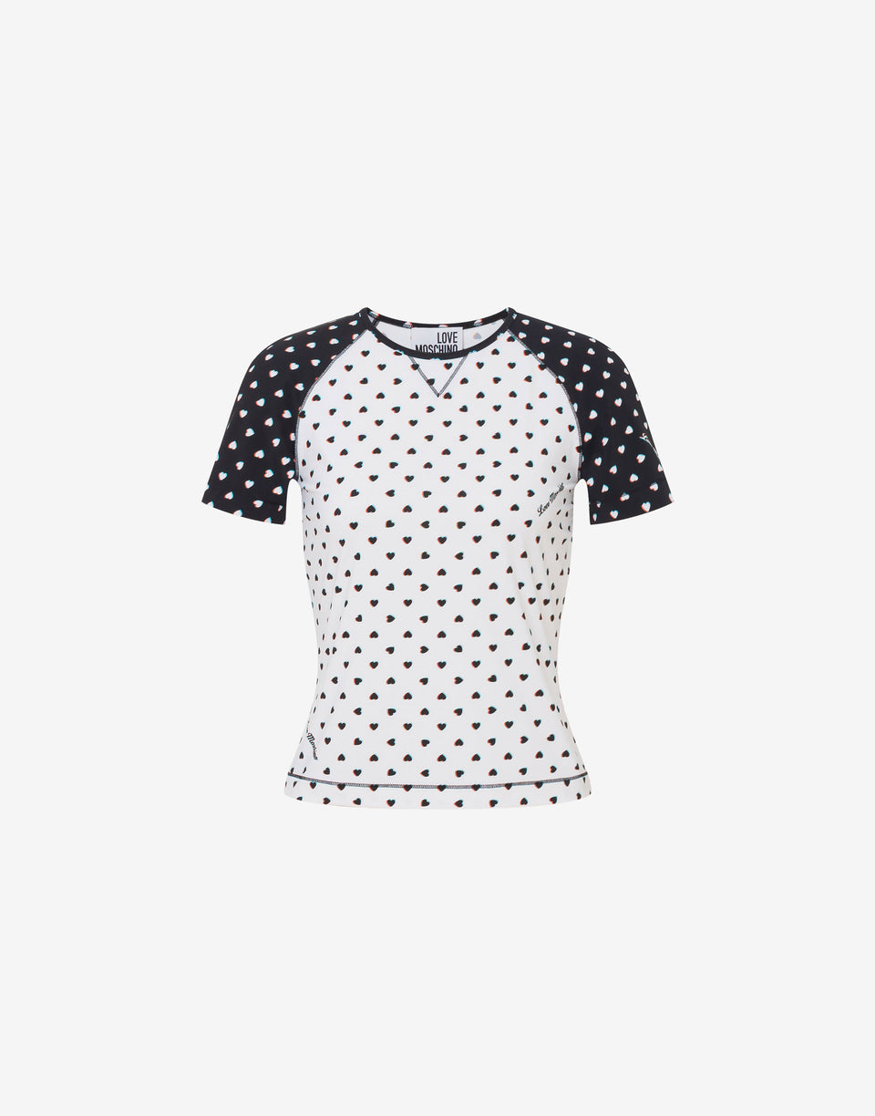 Bedrucktes T-Shirt aus Funktionsjersey Weiß Love Moschino 0