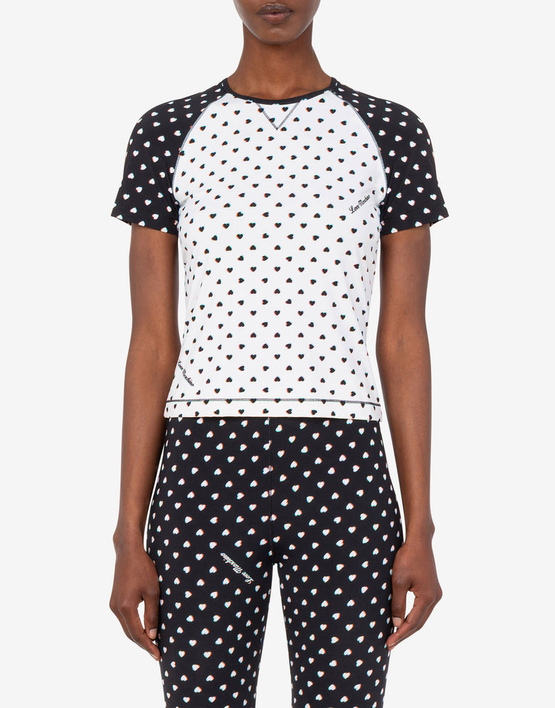 Bedrucktes T-Shirt aus Funktionsjersey Weiß Love Moschino 2
