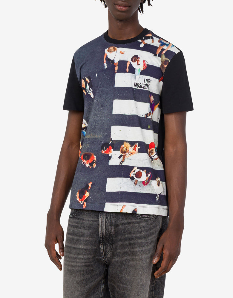 Camiseta de jersey de algodón estampada Negro Love Moschino 2
